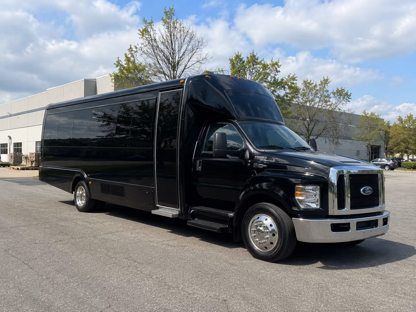 Group beside a Mercedes Sprinter limo in Mesa